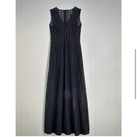 Madewell Black Sleeveless Elegant Eyelet Embroidered Maxi Dress V-neck NWOT 12 - Picture 5 of 13